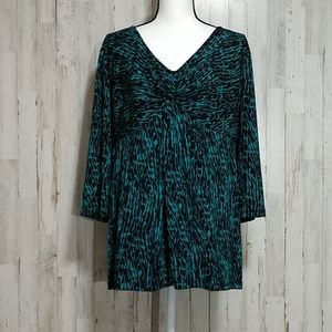 Merona Black and Teal V-Neck Blouse